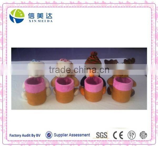 Plush Soft Custom Christmas Animals Pen Holder