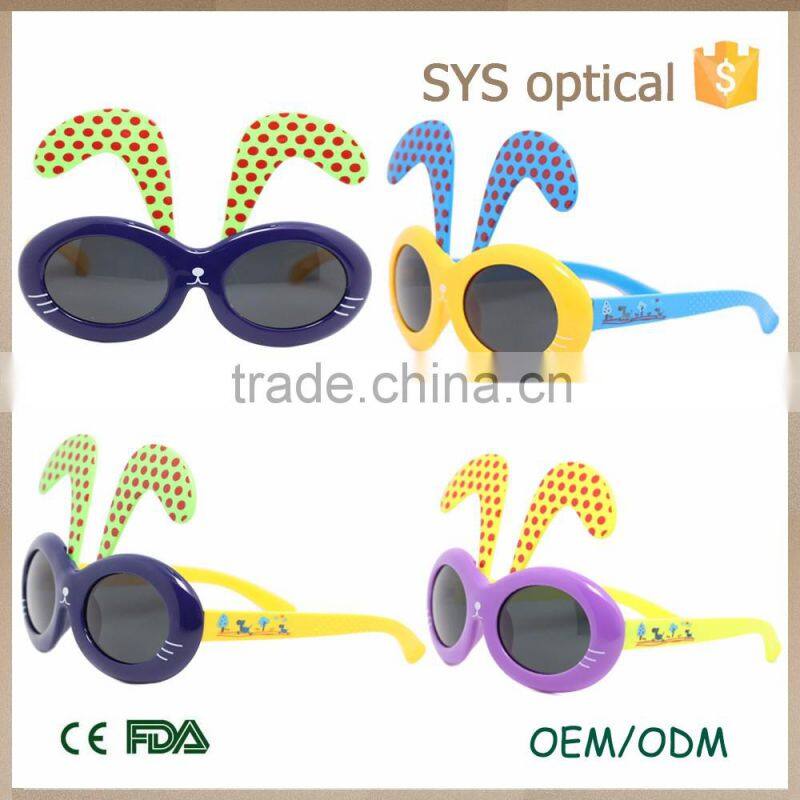 New arrival colorful kids silicon sunglasses ,with rabbit ear in eyebrow cute kid sunglasses