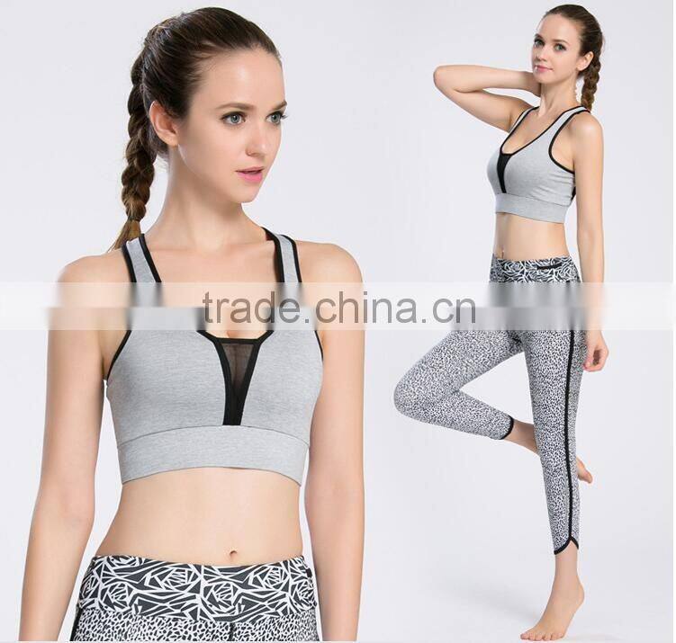 2016 New Design Fashion Mesh Sexy Sport Wear Yoga Bra With Removable Pads
