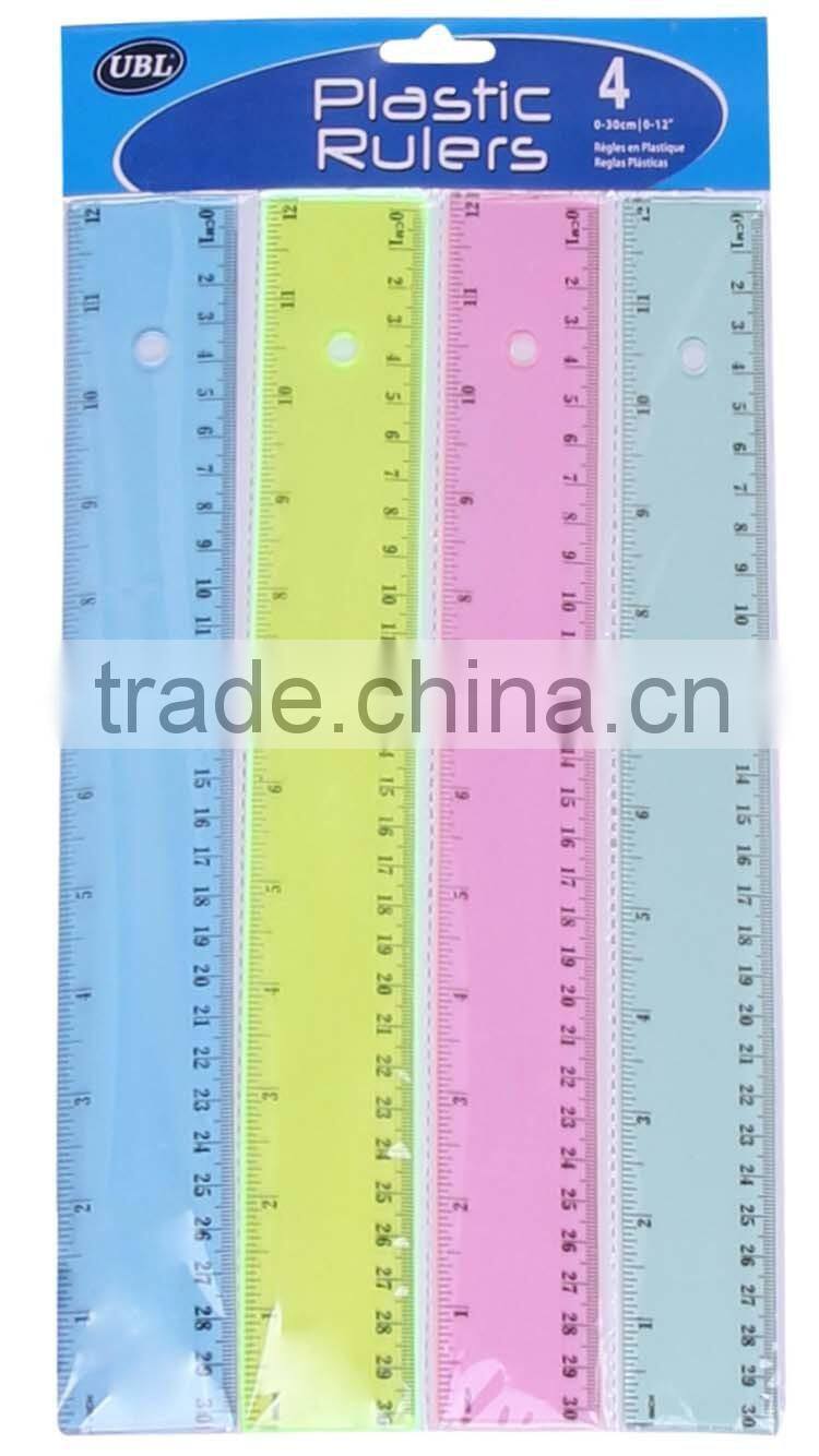 4pcs wider 30cm plastic ruler set with Header card