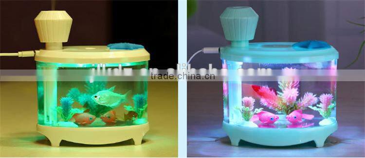 New arrival 3 in 1 usb mini humidifier night light fish tank mist diffuser for home office