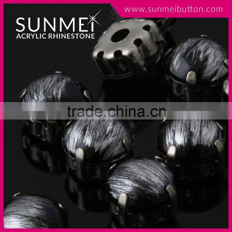 Fancy Brown Color Flat Back Craft Beads with Metal Claws for Sewing