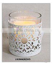 Bronze Tone Round Metal Glass Anti Paint Candle Lantern Rust