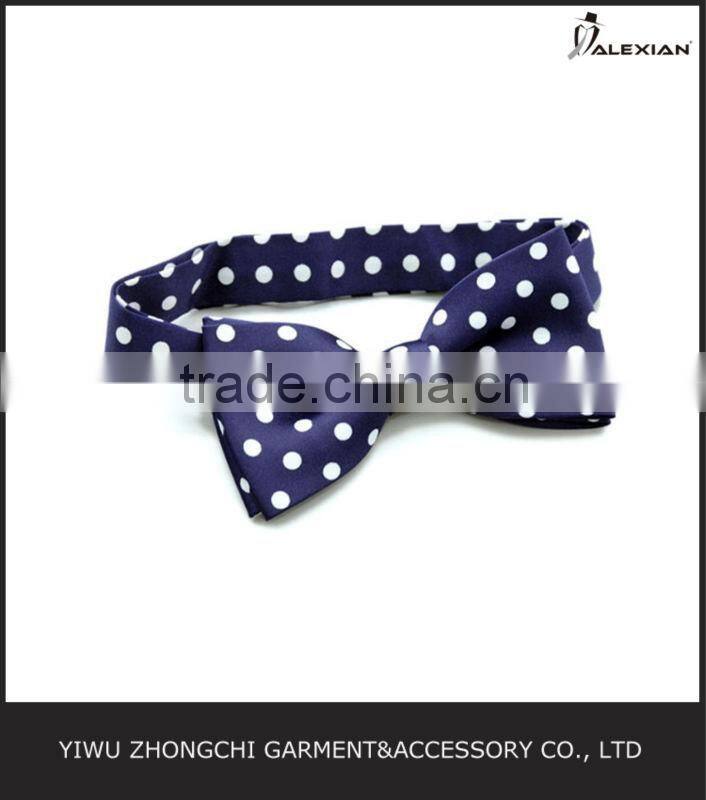 white dot navy designer bowtie