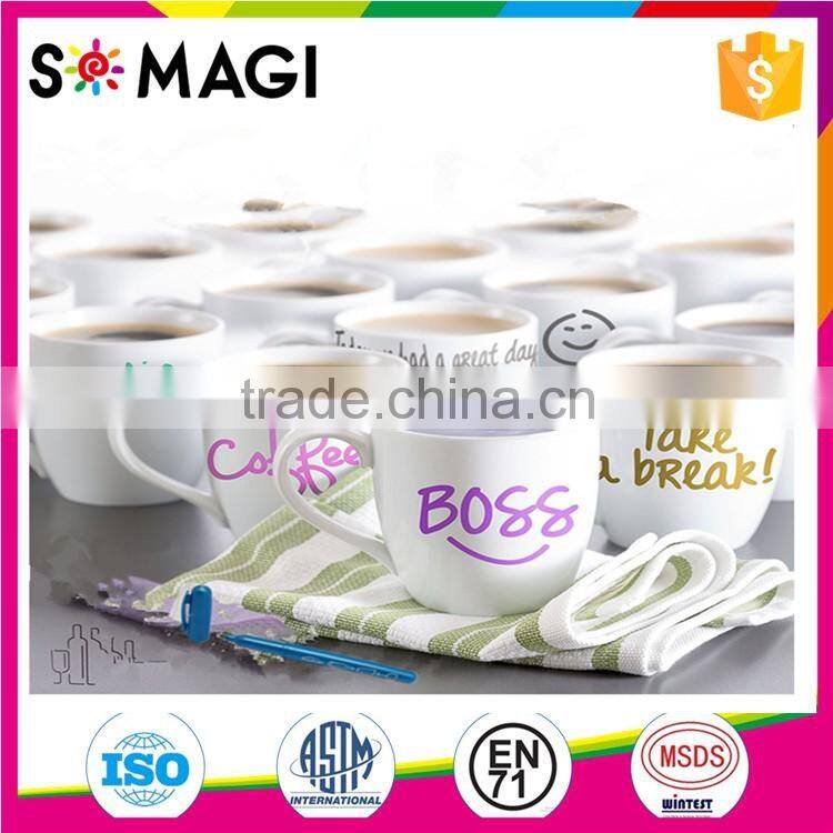 Non-toxic Multi-use Ideal Food Grade Ink Erasable Wine Glass Pens 8pack For Dishwasher Safe Erasable Wedding Wine Charms