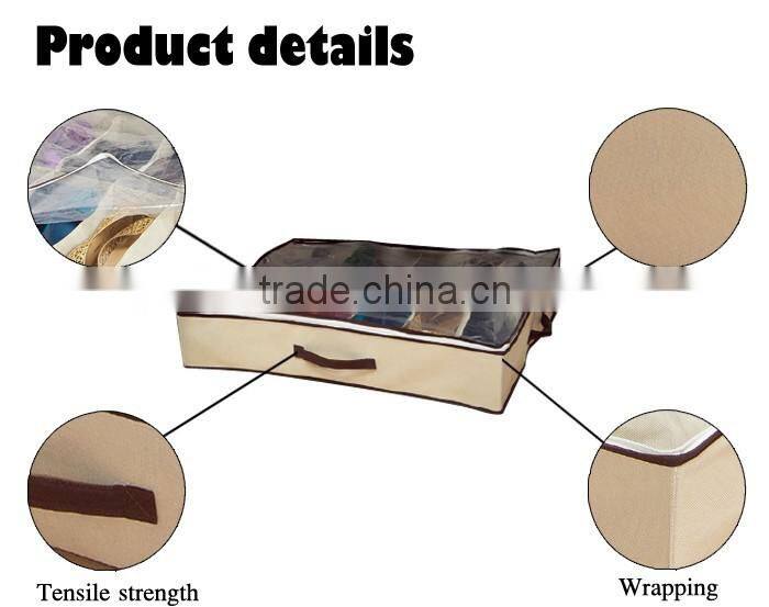 Hot selling foldable nonwoven PVC clear under bed shoe storage box