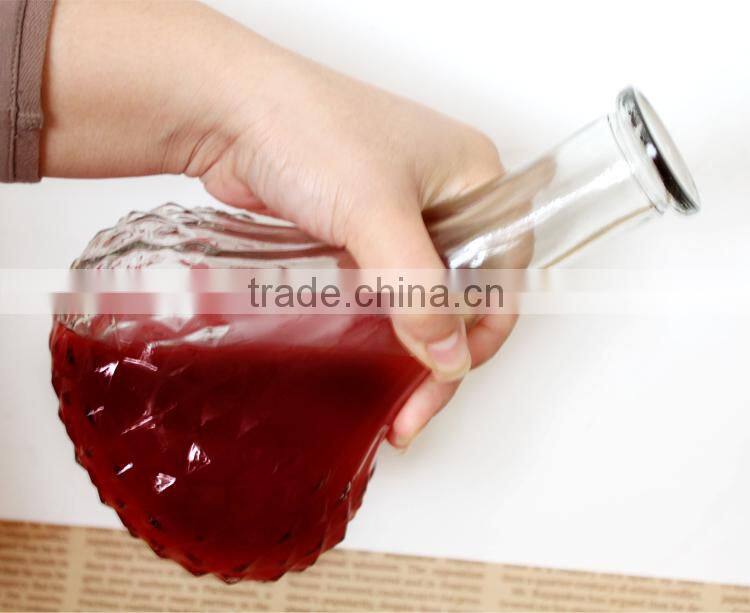 800ml diamond shaped glass jar for wine with lid