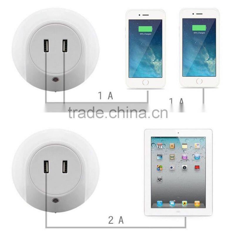 Hot sales!D06 LED night light with light detecting sensor USB charger US regulations