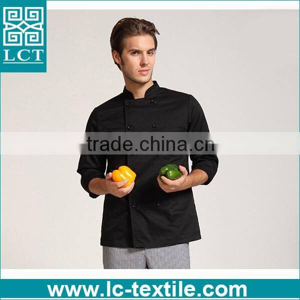 wholeasle to amazon upslace beathable fitted mens black chef jacket