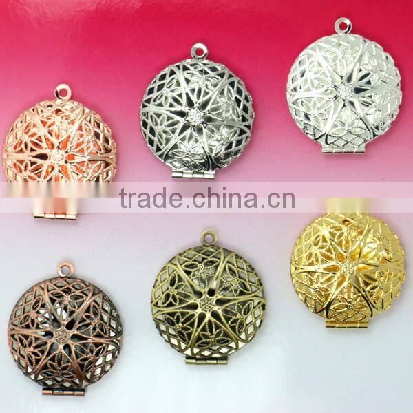 Fashion DIY Copper Hollow Silver Surfboard Photo Pendant Locket