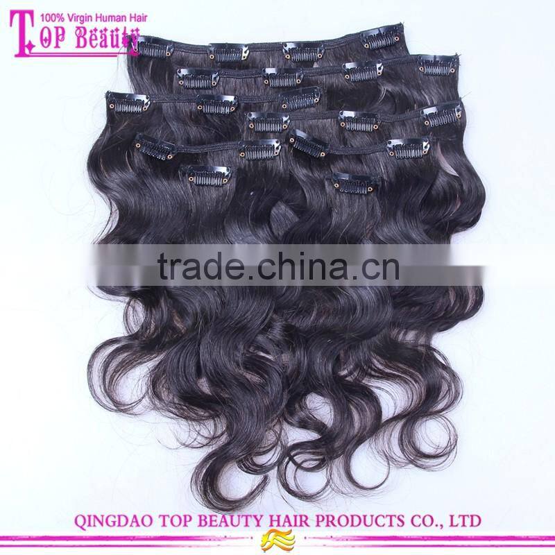 Brazilian Body Wave Double Weft Hair Extension Human Clip In Hair Extensions