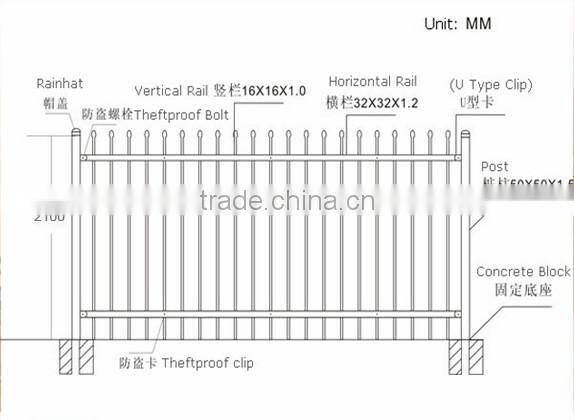 Sale Security Ornamental Powder Coated Galvanized Steel Fence