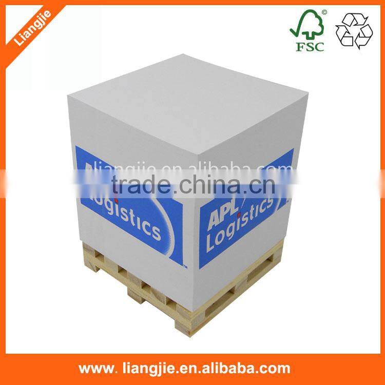 4 sides print custom logo Memo Pad With Wood Pallet case Memo Cube