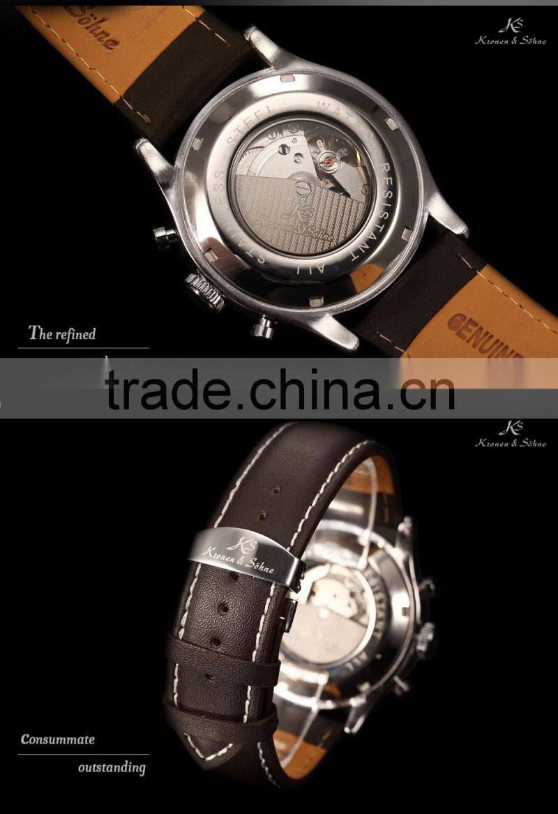 KS Navigator Men Leather Automatic Mechanical Analog Watch