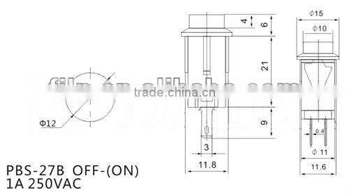 YL6-16 2 pin mini push button light switch on off