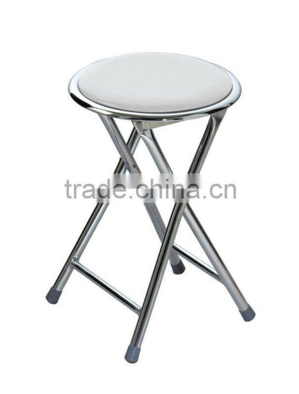 Round Folding Stool Seat in Black Purple and White Soft Padded Foldable Chair