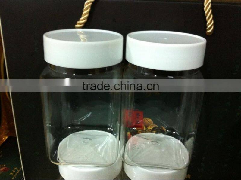 500g Wide mouth empty plastic food bottle honey bottle with golden lid