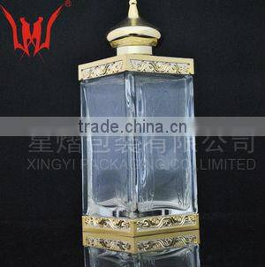 120ml glass perfume bottle square perfume bottles, perfume bottle with shiny goldern cap