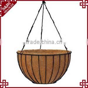 Wrought Iron Half Round cheap green artificial hanging basket