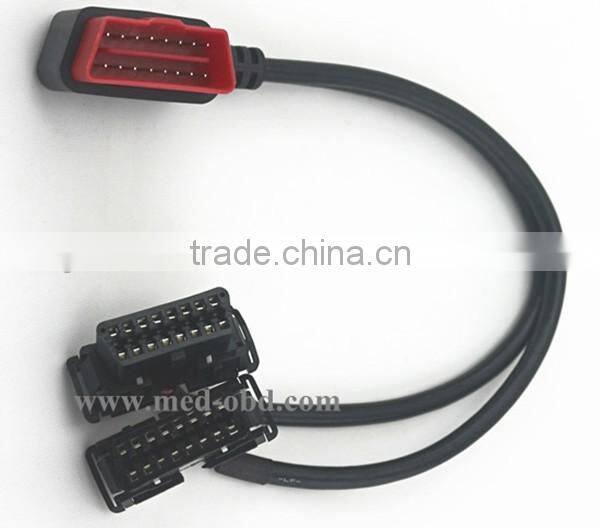 OBD2 Splitter Y Cable/Cable Joint Connector/Centronic 16Pin Cable Connector, right-angle J1962M to 2 J1962F, Y Cable, 1ft