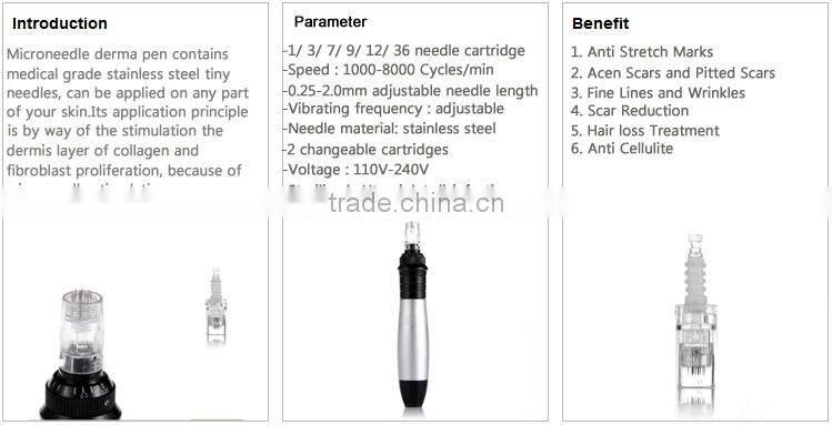 2017 Hot sale Auto Derma Micro Needle Pen Derma skin pen micro needle therapy needle cartridge dermapen