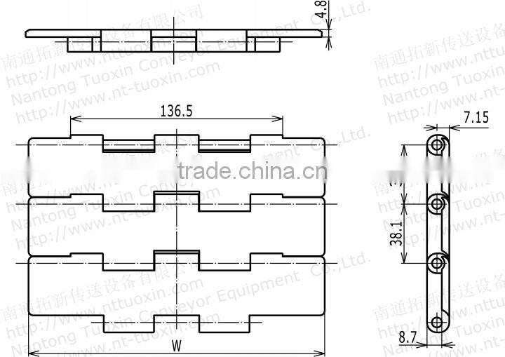Straight Run 821 Plastic Tabletop Chain