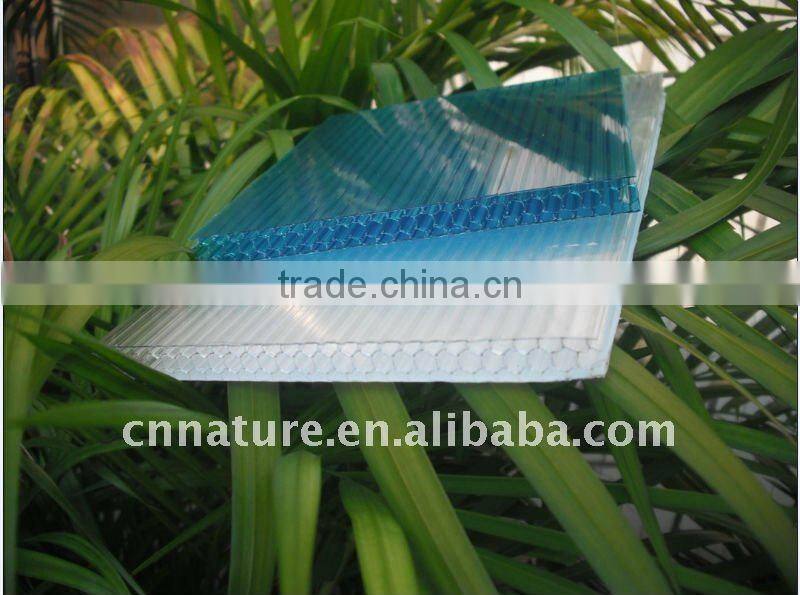 clear & lake blue polycarbonate honeycomb sheet