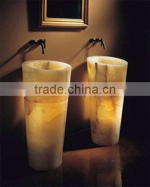 MODERN DESIGN BACKLIT ONYX PEDESTALS SINKS