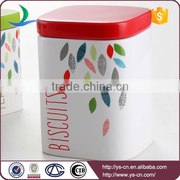 4pcs ceramic decaled vacuum canister with lid