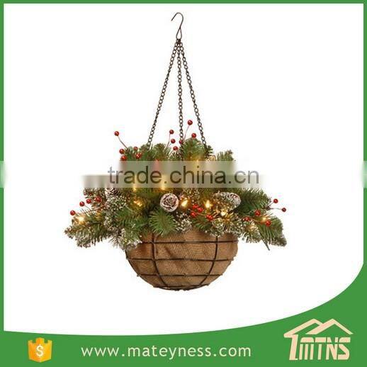 Glittery Lighted Chrismas Decorative Hanging Basket Tree