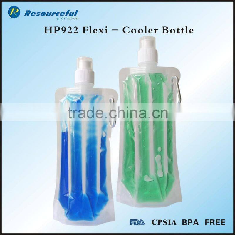 Manufacturing premium covered water sports bottle foldable cooling bottle BPA free 480ml