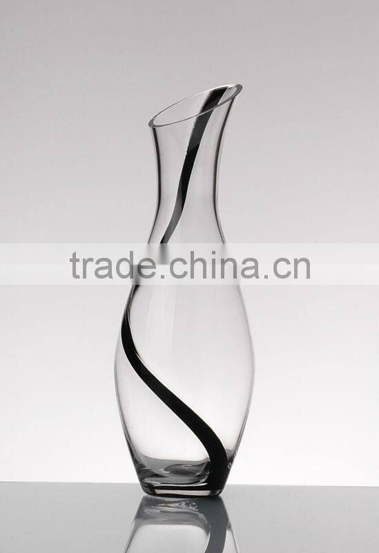 crackled slant top colored glass vase,glass vase slant top,glassware crackled