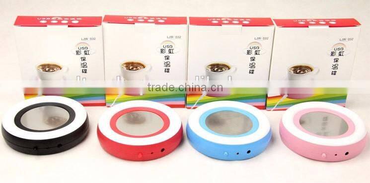 Winter USB Gadget Silicone Cup Mat, Rainbow Colorful Design USB Heat Warmer Coaster, Gift USB Cup Warm Coaster For Wholesale