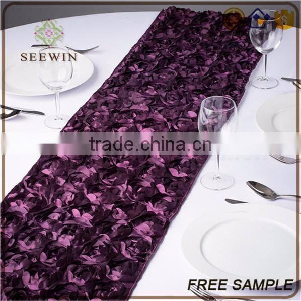 unique quilted rosette fabric wedding hessian table runners