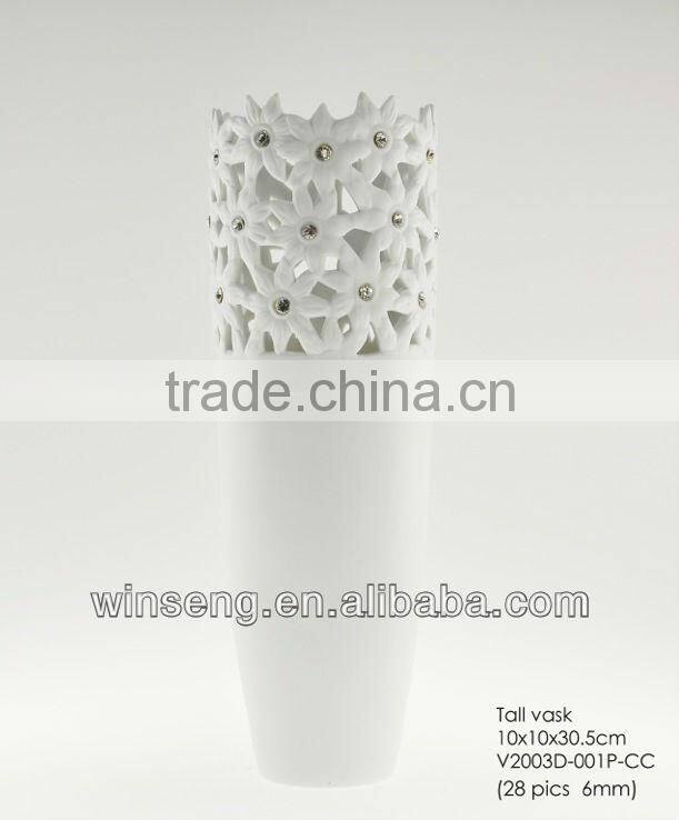 Ceramic Tall Vase with Crystals from SWAROVSKI