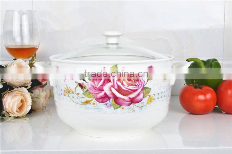 8" ceramic cookware pot safe for microwave with glass lid
