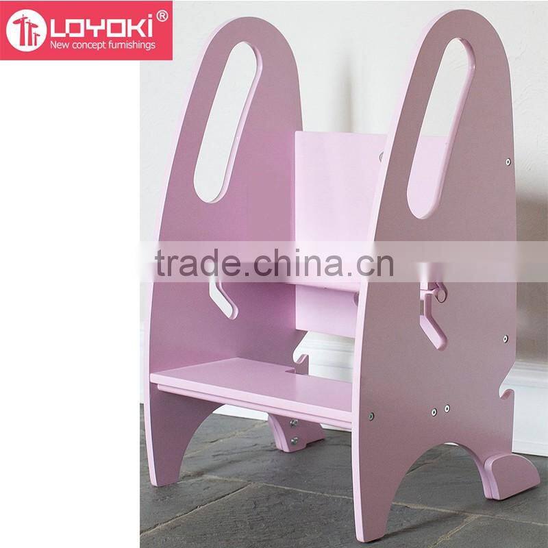 Adjustable Height child step stool Kitchen or Bathroom Kids Footstool Wooden Non-Tip Design for kids foot stool
