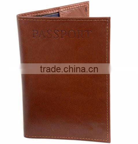 Fashion genuine oil wax leather rfid mens travel passport holder