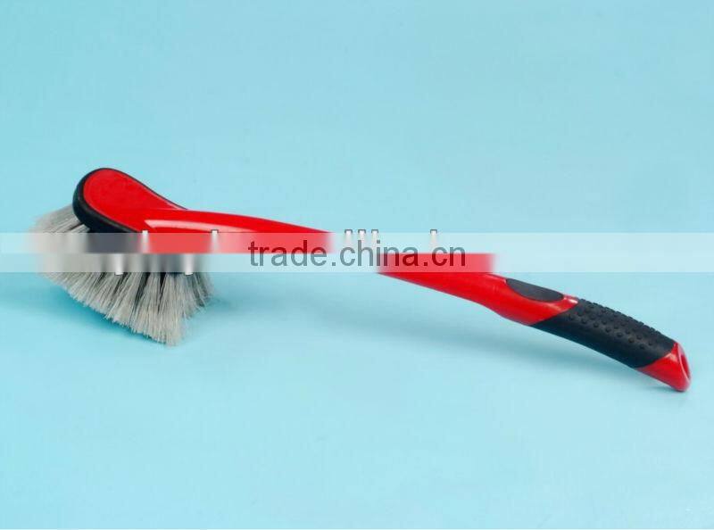 plastic car cleaning wheel brush with long handle (RSCW-203)