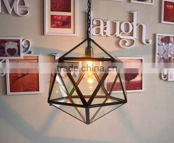 Handmade Geometric Stained Glass Hanging Lamp Pendant Light