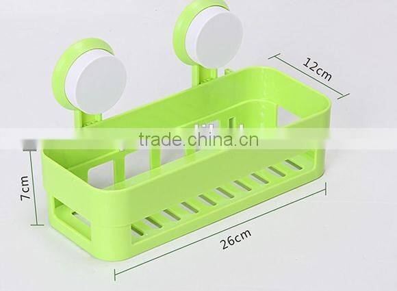 Vacuum suction cup bathroom and kitchen plastic rectangle shelf/holder