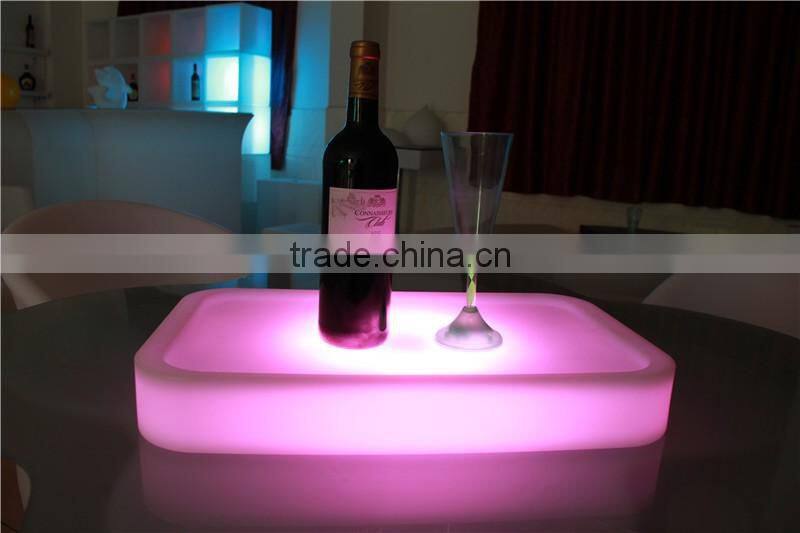Wireless remote control bar and club used illuminated round mini bar tray led tray