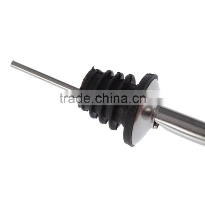 Stainless Steel Liquor Spirit Pourer Free Flow Wine bottle pourer Rubber Stopper