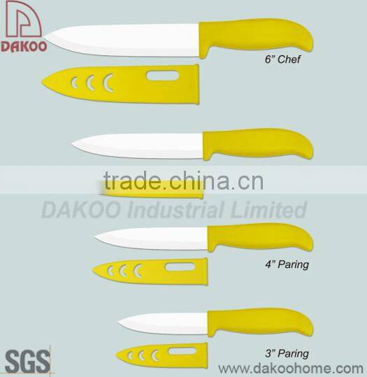Factory in Yangjiang 4 Pieces Good Quality Color Handle Zirconia Chef/Paring Knife