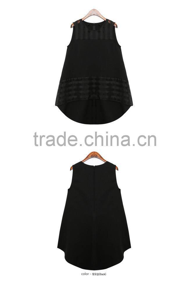 Blusas Femininas 2015 Summer Black Tulle blusa Women Blouses Ladies clothing organza sleeveless striped chiffon Blouse