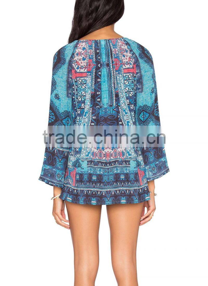 Boho Bohemian Clothing Silk Printing Mini Dress With Fringe Names Of Girls Dresses 2016 HSD5812