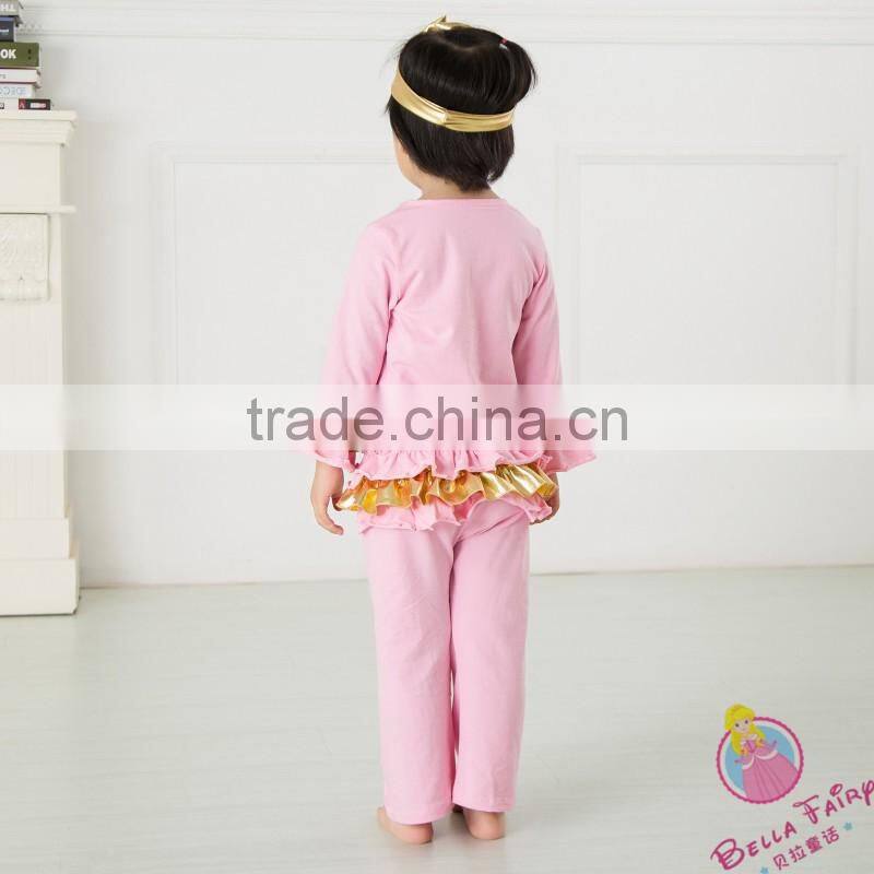Wholesale high quality Golden Autumn outfits for baby girls Christmas outfits for infant girls