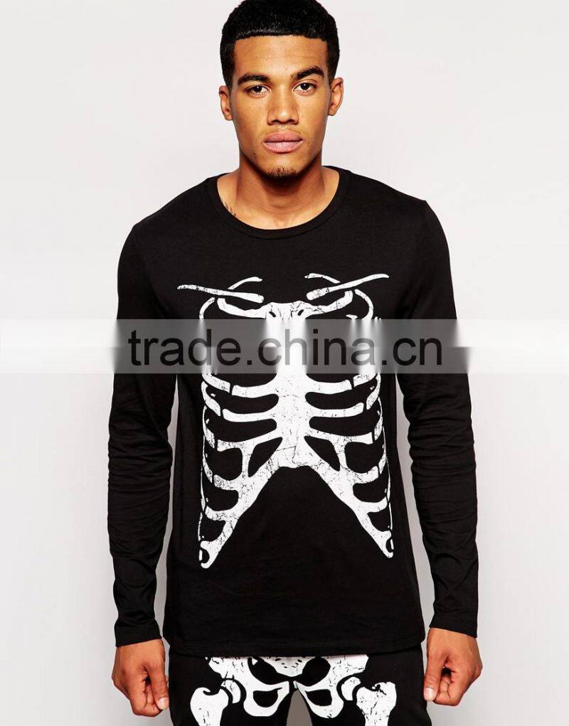 High Quality Long Sleeve T-Shirt With Rib Cage Print