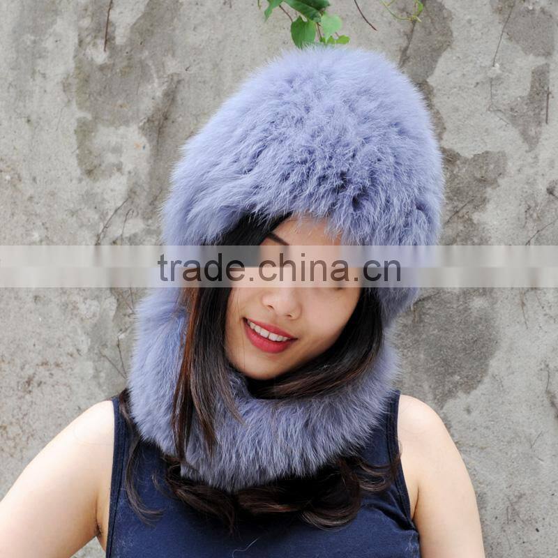 CX-C-01G Womens Girls Knitted Fur Hat Real Fur winter hats