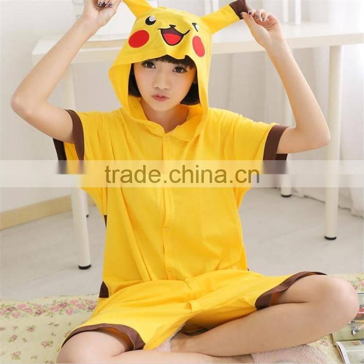 cute fashion summer clothing man and women short sleeve Pure cotton home wear Pikachu pajamas jumpsuits